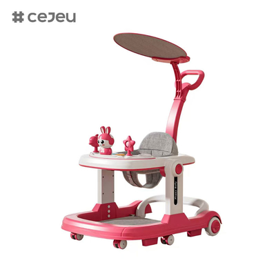 QRBB-869A, Babywalker, 2 in 1 3 Höhenregler Rad*6 Bremse/Musik/Spielzeug Sicherheitsstreifen gegen Stürze Sitzkissen: Leinen