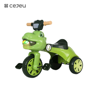 Dreifahrrad in Form eines Dinosauriers für Kinder, mit Musik, Licht, Lagerraum, rosa, grün, Kaffeefarben