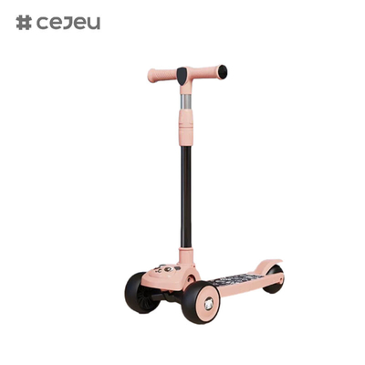 CJ-E300-2, Panda-Muster, mit Lichtern, Musik, Griff kann angepasst werden 68-85cm, Kinder unterschiedlicher Größe können spielen