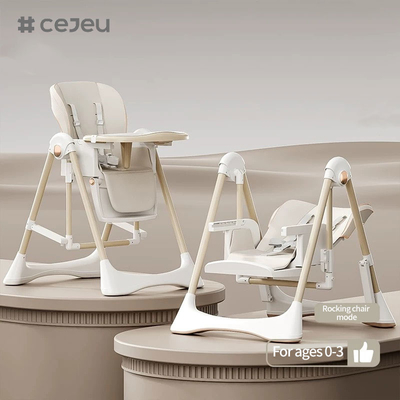 CJ-28,2 in 1+PP+Swing,Grau/Weiß/Pink/Braun,vier Farben,Packungsgröße 64*31*57cm,zuverlässiger und sicherer Babyhochstuhl
