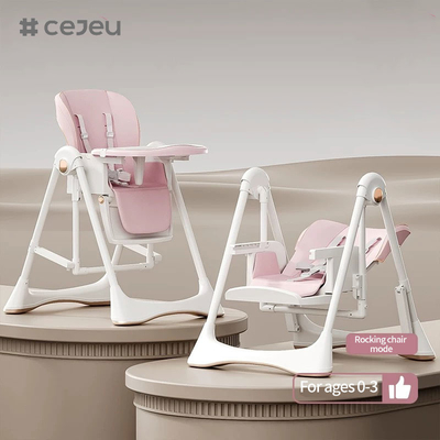 CJ-28,2 in 1+PP+Swing,Grau/Weiß/Pink/Braun,vier Farben,Packungsgröße 64*31*57cm,zuverlässiger und sicherer Babyhochstuhl