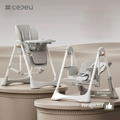 CJ-28,2 in 1+PP+Swing,Grau/Weiß/Pink/Braun,vier Farben,Packungsgröße 64*31*57cm,zuverlässiger und sicherer Babyhochstuhl