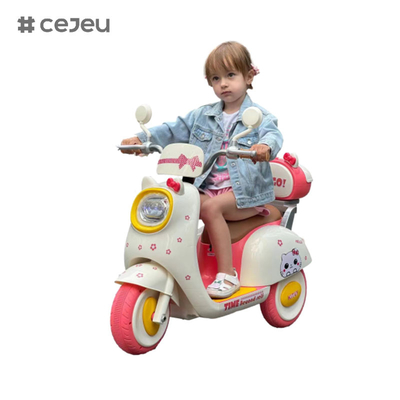 CJ-BBF-318 Elektromotorräder, Kaffee Rosa Weiß.6V4*1/380*1/Ein Klickstart/Musik/Geschichte Frühkindheit/LED