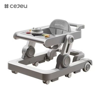QRBB-866, Babywalker, 2 in 1 3 Höhenregler Rad*6 Bremse/Musik/Spielzeug Sicherheitsstreifen gegen Stürze Sitzkissen: Leinen