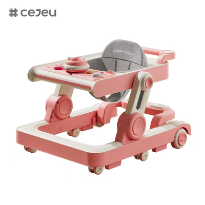 QRBB-866, Babywalker, 2 in 1 3 Höhenregler Rad*6 Bremse/Musik/Spielzeug Sicherheitsstreifen gegen Stürze Sitzkissen: Leinen
