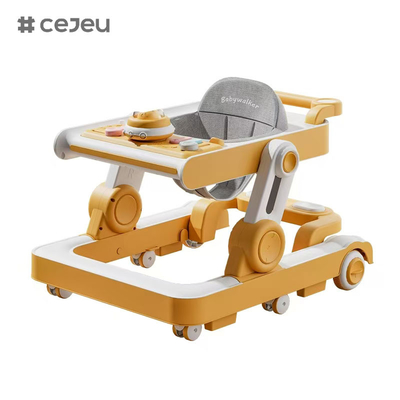 QRBB-866, Babywalker, 2 in 1 3 Höhenregler Rad*6 Bremse/Musik/Spielzeug Sicherheitsstreifen gegen Stürze Sitzkissen: Leinen