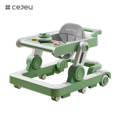 QRBB-866, Babywalker, 2 in 1 3 Höhenregler Rad*6 Bremse/Musik/Spielzeug Sicherheitsstreifen gegen Stürze Sitzkissen: Leinen