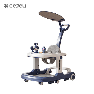 QRBB-869A, Babywalker, 2 in 1 3 Höhenregler Rad*6 Bremse/Musik/Spielzeug Sicherheitsstreifen gegen Stürze Sitzkissen: Leinen