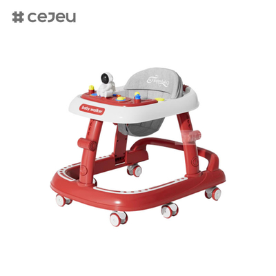 CJ-5688, Babywalker,Musik 7 Höhenregelung Schweigrad*6 Kissen: Leinen Einfachklackklappbar, Rot Grün Schwarz