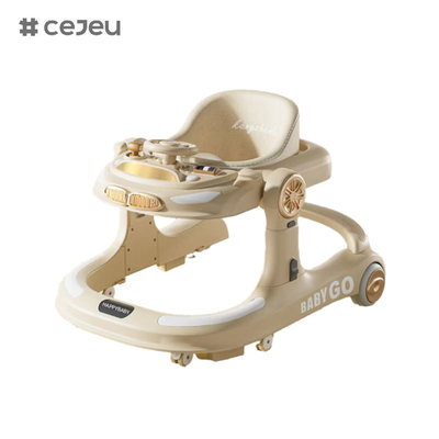 CJ-958, Babywalker, Orange Grey Khaki, Musik/Lichter 6 Höhenregelung, Ein Klick faltbar, 58*60*75 Größe, leise Universal-Whe