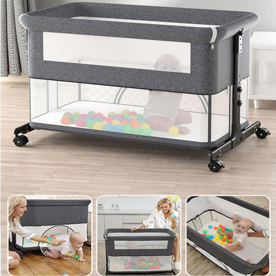Kinderbett 3 in 1, Klappkribbe mit Moskitonetz, Matratze inklusive, Höhenverstellbarer Kinderwagen für Neugeborene