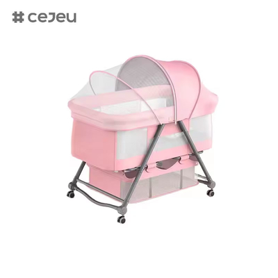 CJ-BJJ-001 Einstellbare Höhe Babykranke Einstellbare Höhe Babykrankenbett Krippe mit Wiege300D Leinenstoff vier Farben