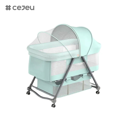 CJ-BJJ-001 Einstellbare Höhe Babykranke Einstellbare Höhe Babykrankenbett Krippe mit Wiege300D Leinenstoff vier Farben