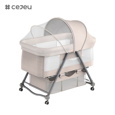 CJ-BJJ-001 Einstellbare Höhe Babykranke Einstellbare Höhe Babykrankenbett Krippe mit Wiege300D Leinenstoff vier Farben