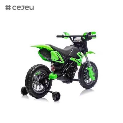 CJ-XB-8015 12V Batteriebetriebenes Motorrad Elektro-Dirtbike für Kinder im Alter von 3-8 Jahren mit Stützrädern, Hupe & Startgeräusch, zertifiziert nach EN71