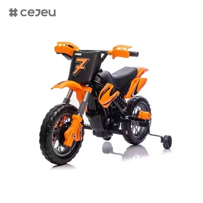 CJ-XB-8015 12V Batteriebetriebenes Motorrad Elektro-Dirtbike für Kinder im Alter von 3-8 Jahren mit Stützrädern, Hupe & Startgeräusch, zertifiziert nach EN71