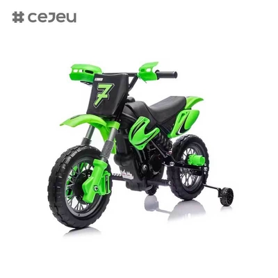 CJ-XB-8015 12V Batteriebetriebenes Motorrad Elektro-Dirtbike für Kinder im Alter von 3-8 Jahren mit Stützrädern, Hupe & Startgeräusch, zertifiziert nach EN71