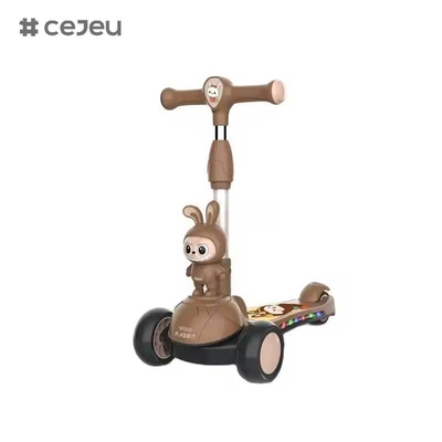 CJ-HLW-209, Labubu Faltbarer Kinderroller für 3-12 Jahre, verbreiterter Kleinkind-Blitzrad-Roller, Hersteller: Neuer Cartoon-Labubu-Stil Kinderroller mit Lichtern, ausziehbar und faltbar, Kunststoff