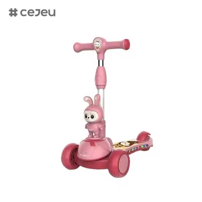CJ-HLW-209, Labubu Faltbarer Kinderroller für 3-12 Jahre, verbreiterter Kleinkind-Blitzrad-Roller, Hersteller: Neuer Cartoon-Labubu-Stil Kinderroller mit Lichtern, ausziehbar und faltbar, Kunststoff