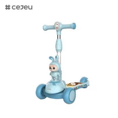 CJ-HLW-209, Labubu Faltbarer Kinderroller für 3-12 Jahre, verbreiterter Kleinkind-Blitzrad-Roller, Hersteller: Neuer Cartoon-Labubu-Stil Kinderroller mit Lichtern, ausziehbar und faltbar, Kunststoff