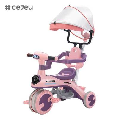 CJ-YT-528 Großhandel Neues Langlebiges Kinderdreirad Fahrräder Baby-Stroller Schubgriff Sonnenschirm Kleinkind Reiten Spielzeug Kinderträger Innenraum