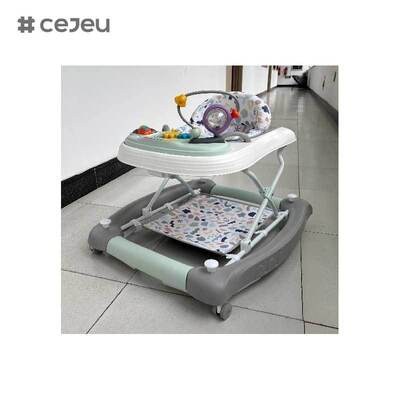 CJ-BST-9308 (WALKER + ROCKER + PUSH),Walker & Rocker 2-in-1: Musical Glow Ride mit 3-Level Lift & Safe-Grip Basis