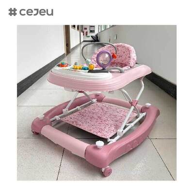 CJ-BST-9308 (WALKER + ROCKER + PUSH),Walker & Rocker 2-in-1: Musical Glow Ride mit 3-Level Lift & Safe-Grip Basis