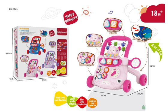 CJ-HW-368-118  New Style Toddler Plastic Baby Walker Stand-up Toys with Musical Cartoon Feature Activity Walkers
